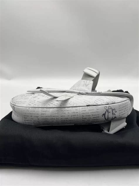 Daniel Arsham x Christian Dior White Calfskin Newspaper Saddle .